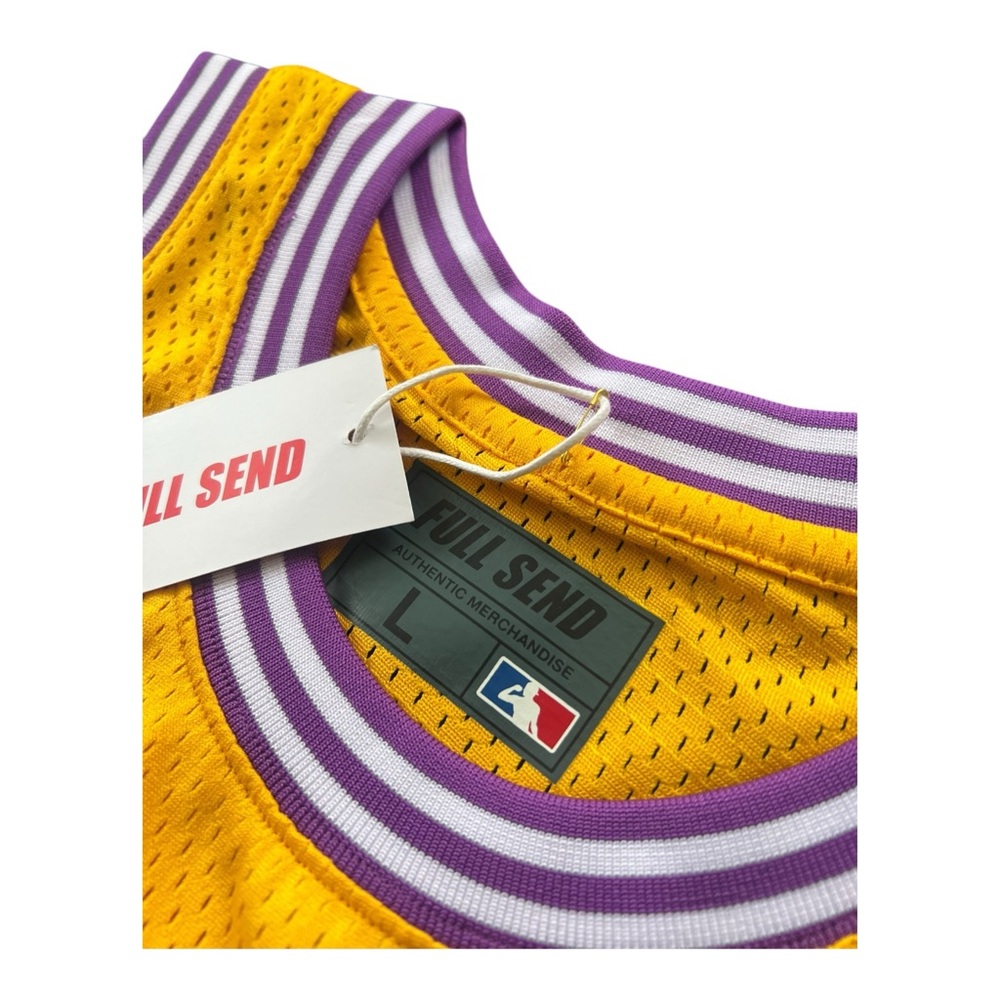 Full Send All Star Basketball Yellow Lakers Style Jersey Nelk Boys Men’s Size XL - Picture 11 of 15